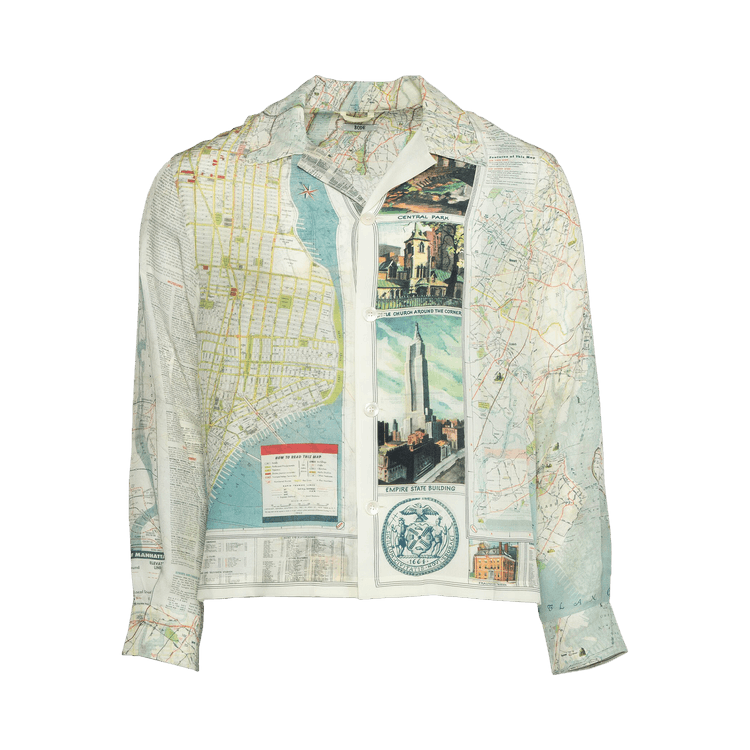 Bode New York City Map Long-Sleeve Shirt "Multicolor"