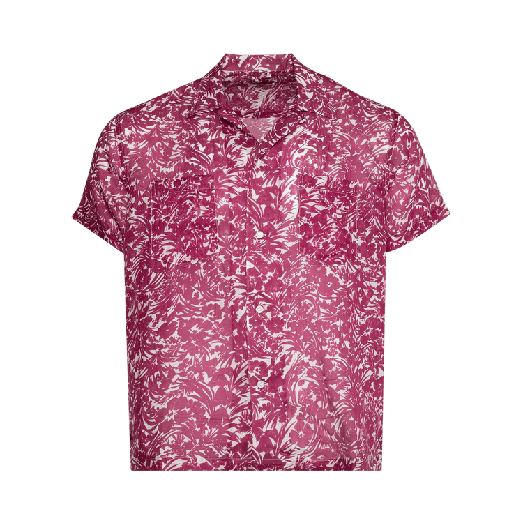 Bode Hibiscus Spray Ss Shirt "Maroon/Multicolor"