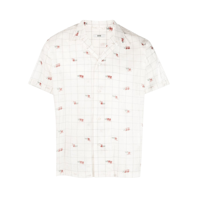 Bode Sheer Camel Short-Sleeve Shirt "White/Multicolor"