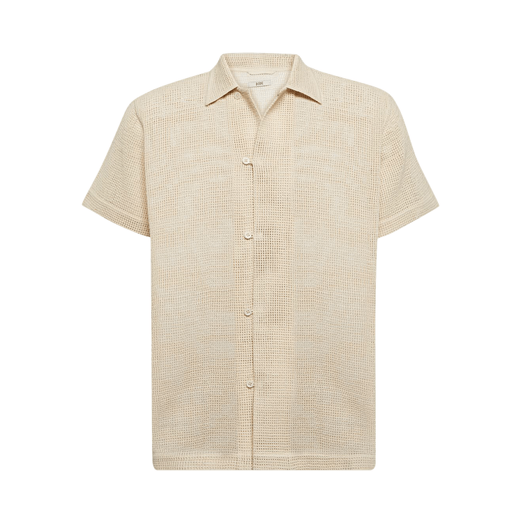 Bode Open Weave Short-Sleeve Shirt "Ecru"