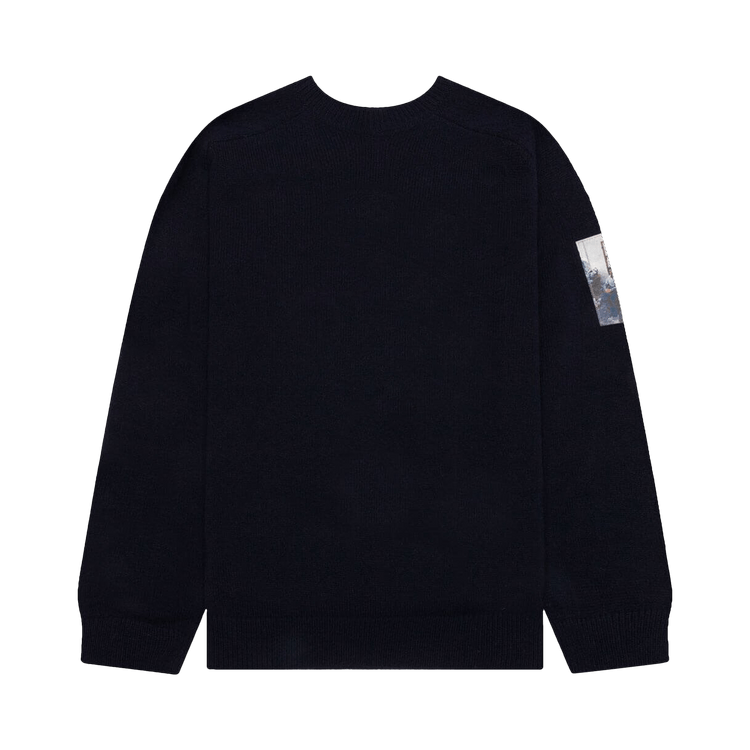 Raf Simons Light Roundneck Hammersleeve Sweater With Patches "Dark Navy"
