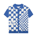 Rhude Rhacing Checkered Knit Polo "Ivory/Blue"