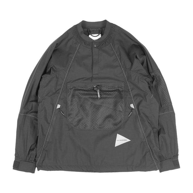 And Wander Breath Rip Pullover Jacket "Black"