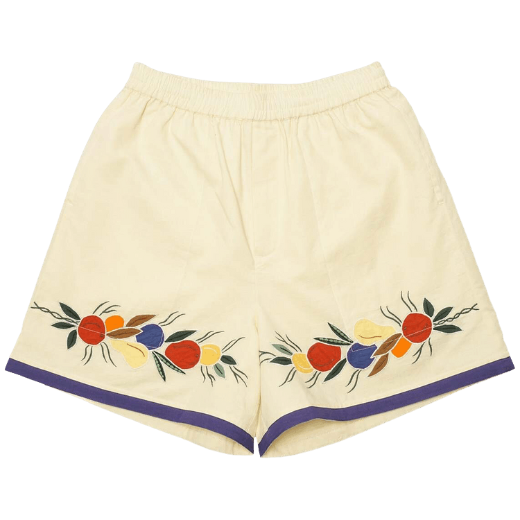 Bode Appliqué Fruit Bunch Shorts "White/Multicolor"