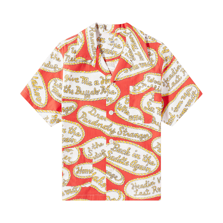 Bode Rodeo Slogans Short-Sleeve Shirt "Red/Multicolor"