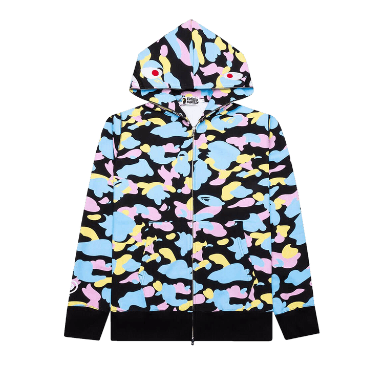 BAPE Multi Camo 2nd Shark Full Zip Hoodie "Black"