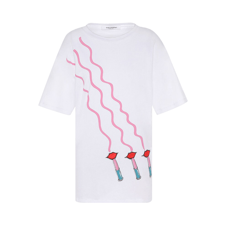 Valentino Lipstick Print T-Shirt "White"