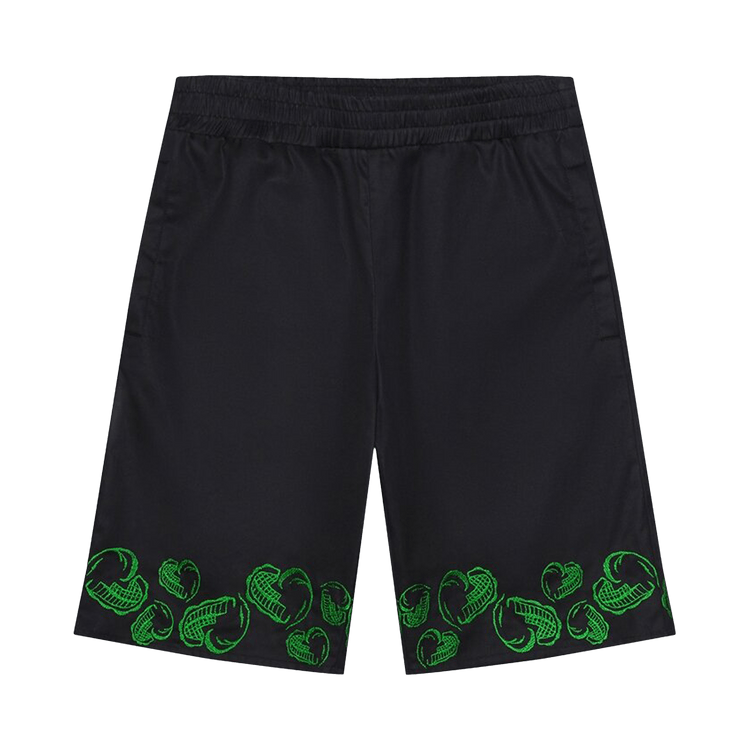 VEERT Heart Embroidered Shorts "Black/Green"