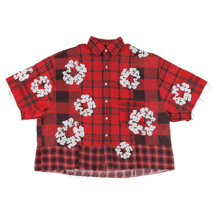 READYMADE x Denim Tears Wreath Check Halfshirt "Red"