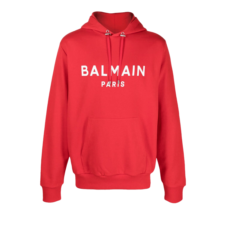 Balmain Printed Hoodie "Red/White"