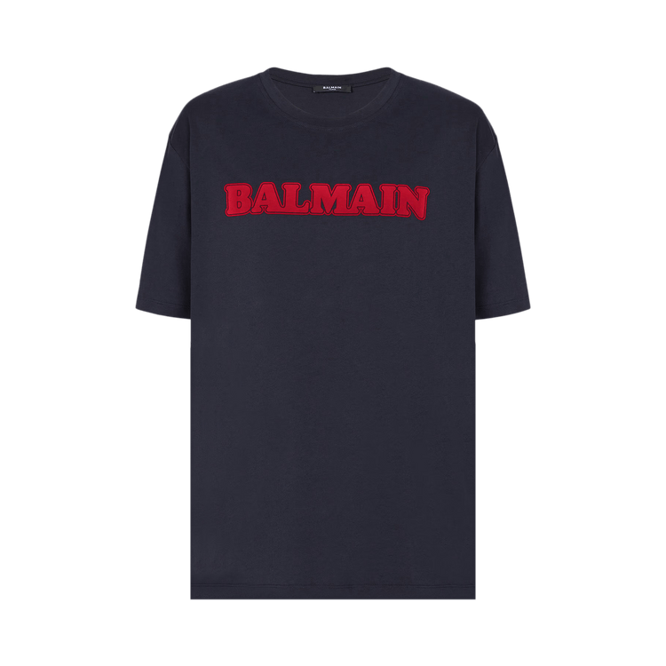 Balmain Retro Flock T-Shirt "Marine/Rouge"