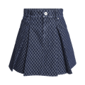Balmain Mini Monogram Denim Short Flare Skirt "Blue"
