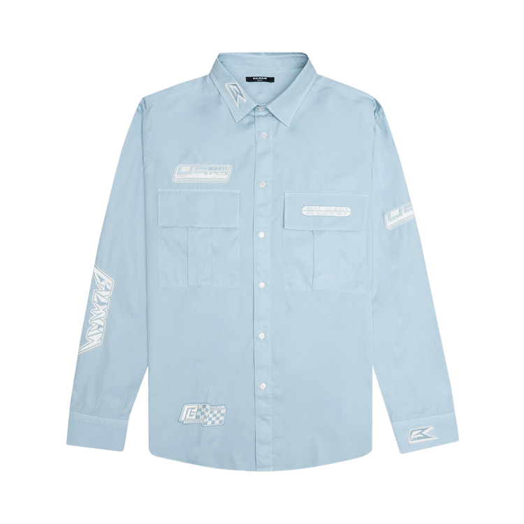 Balmain Motor Pop Button Up "Blue"