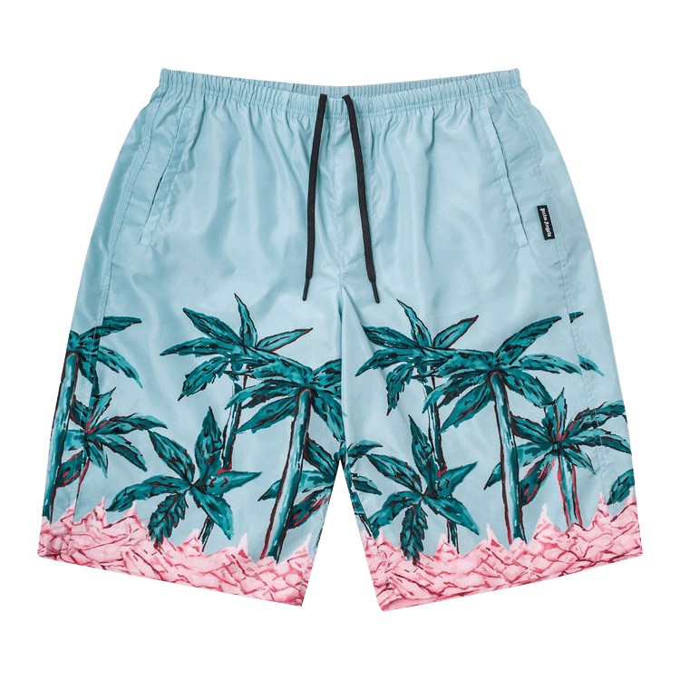 Palm Angels Palms Row Long Swimshorts "Light Blue"