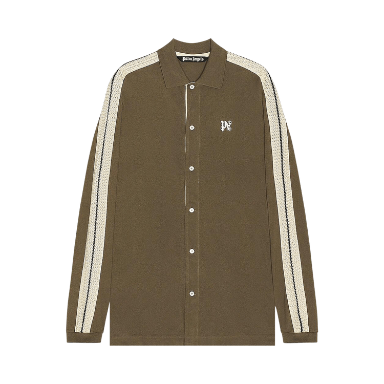 Palm Angels Monogram Piquet Trackshirt "Brown/Off White"