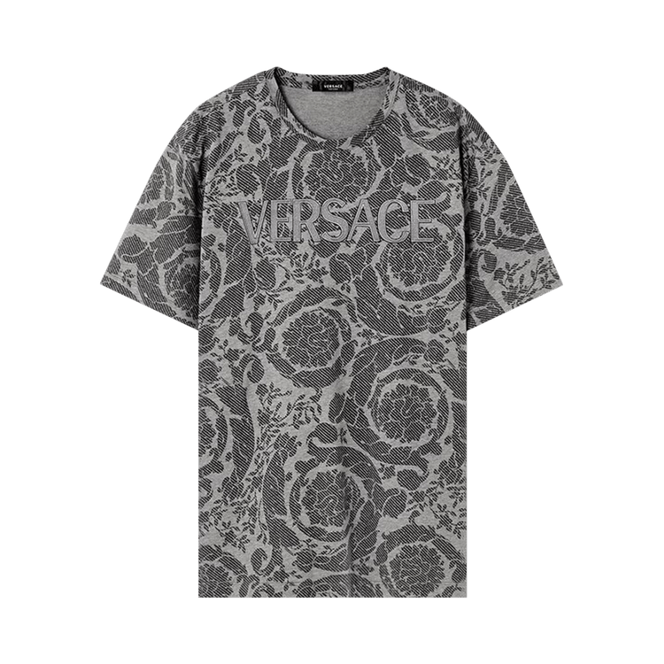 Versace Baroque Print Compact T-Shirt "Medium Grey Melange/Black"