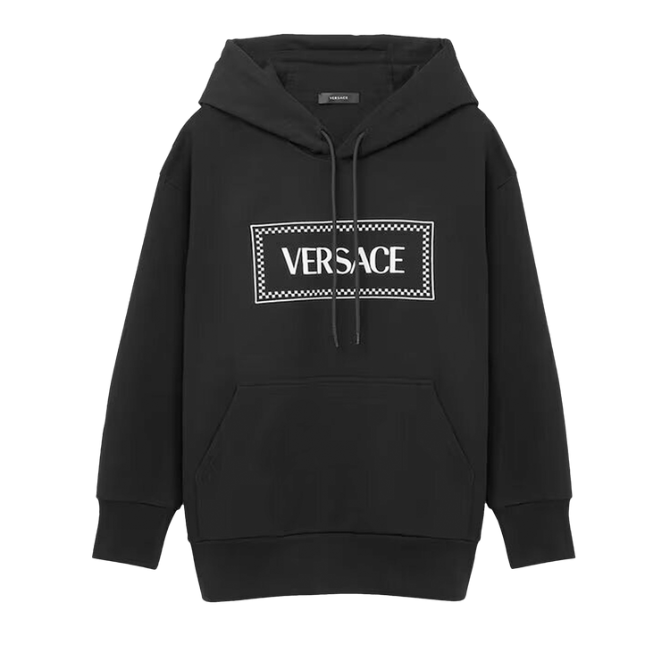 Versace Embroidered Logo Hoodie "Black/White"