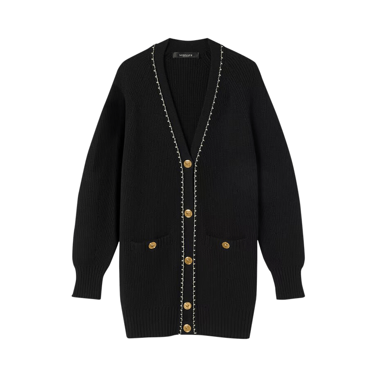 Versace Medusa Button Wool Knit Cardigan "Black"