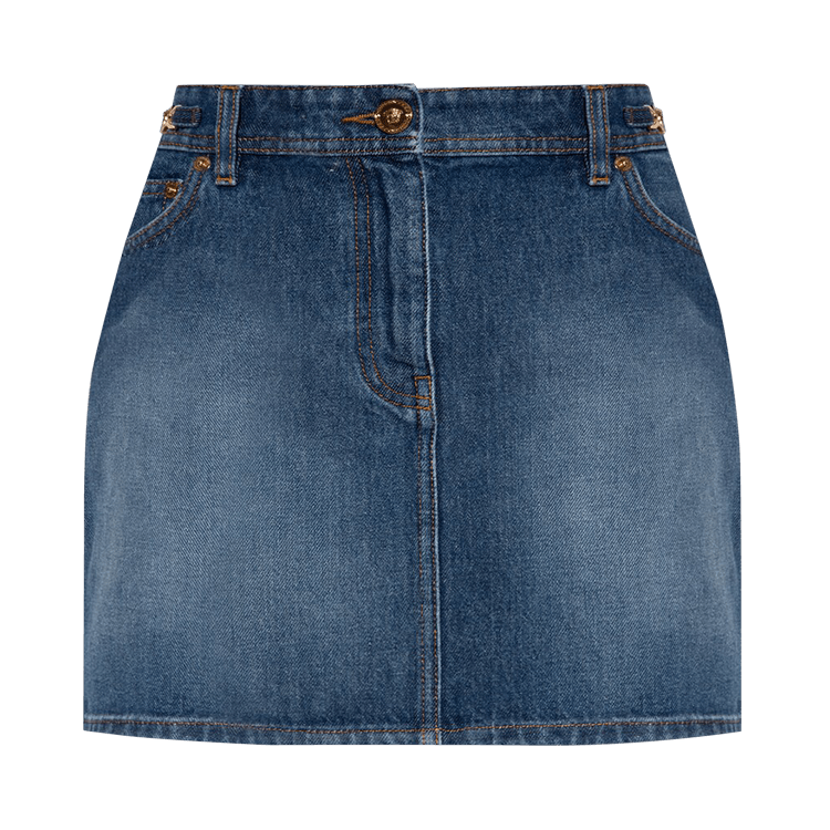 Versace Medusa 95 Denim Mini Skirt "Dark Blue"