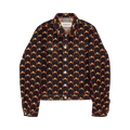 Lanvin Art Deco Embroidered Denim Jacket "Navy Blue/Orange"