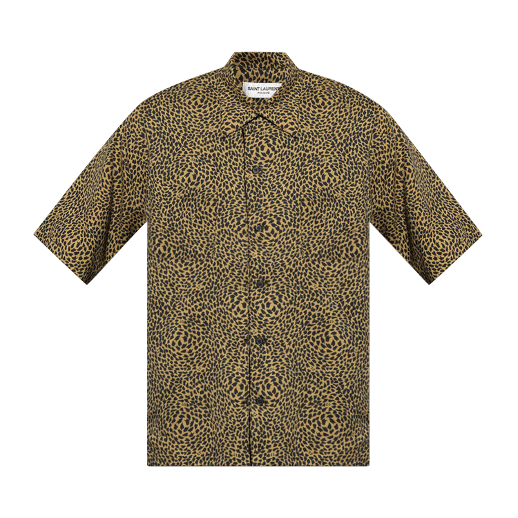 Saint Laurent Leopard Print Short-Sleeve Shirt "Black/Camel"