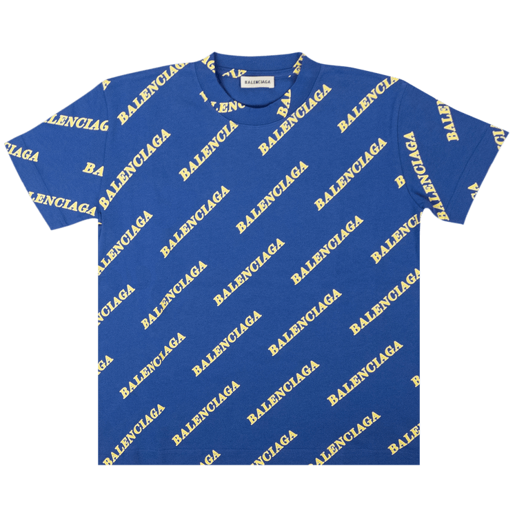 Balenciaga All Over Logo Sporty T-Shirt "Blue"