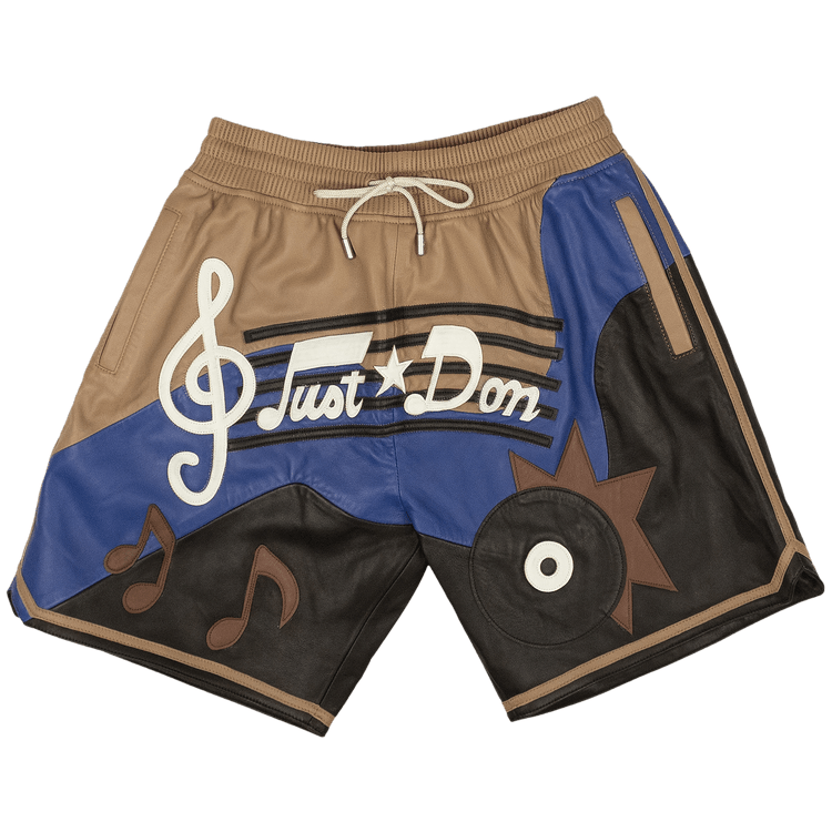 Just Don Sound Graphic Leather Shorts "Brown"