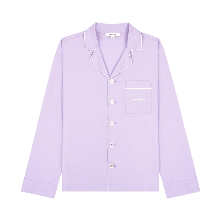 Sporty & Rich Serif Logo Pyjama Shirt "Lilac/White"