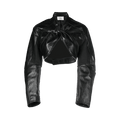 Coperni Cut Out Cropped Biker Jacket "Black"
