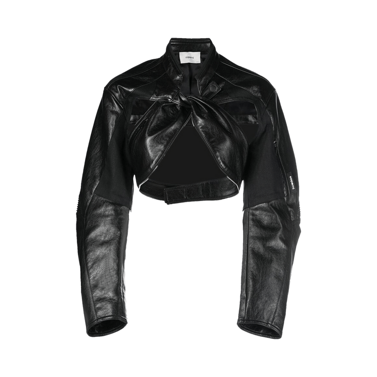 Coperni Cut Out Cropped Biker Jacket "Black"