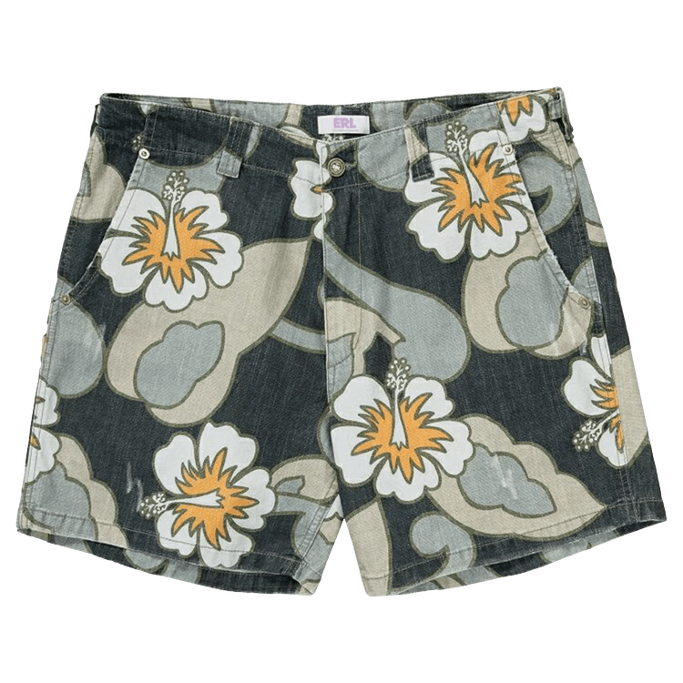 ERL Printed Shorts "Grey Hibiscus"