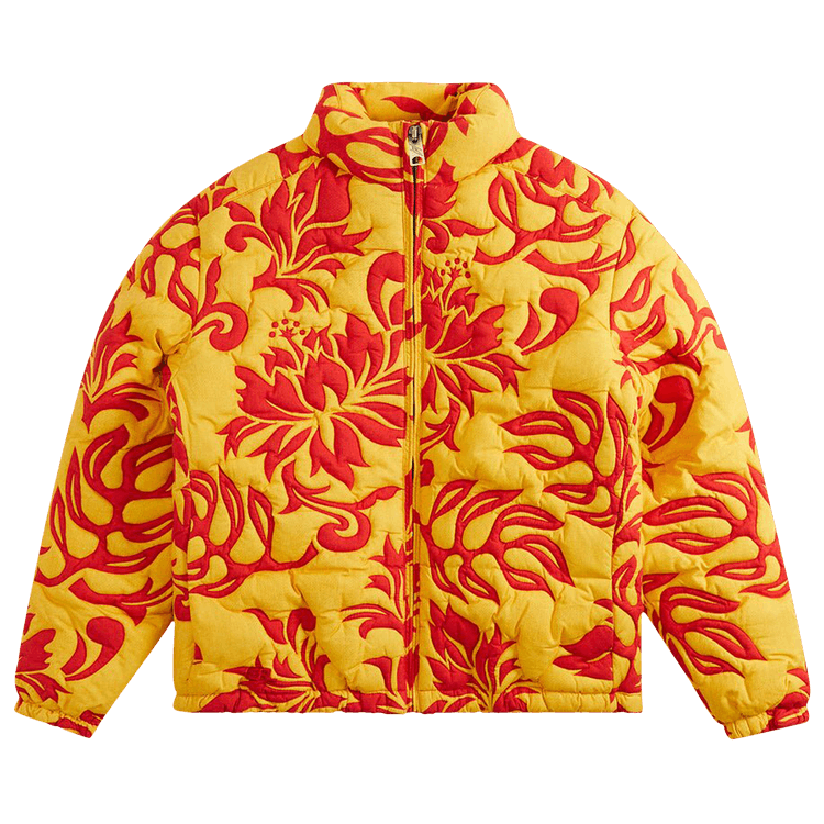 ERL Printed Quilted Puffer "Yellow Tropical Flowers"