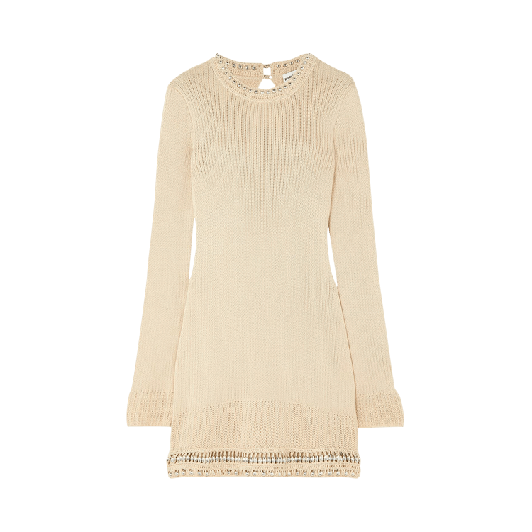 Rabanne Crochet Mini Dress "Shiny Beige"