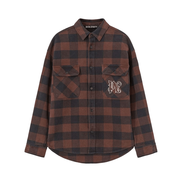 Palm Angels Check Pattern Overshirt "Brown/Off White"