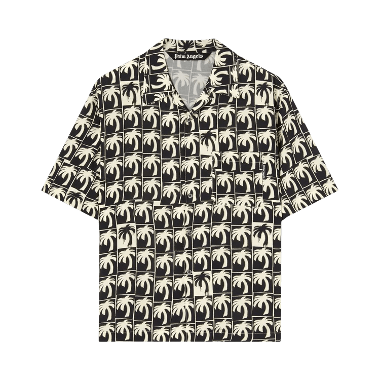 Palm Angels Dripping Palms Bowling Shirt "Black/Off White"
