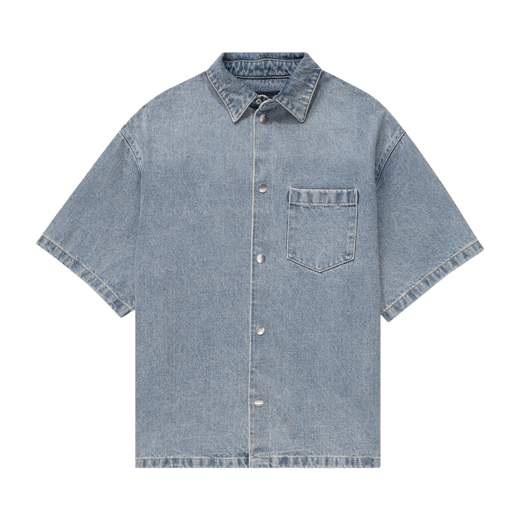 PURPLE BRAND Short-Sleeve Denim Shirt Jacket "Light Indigo"