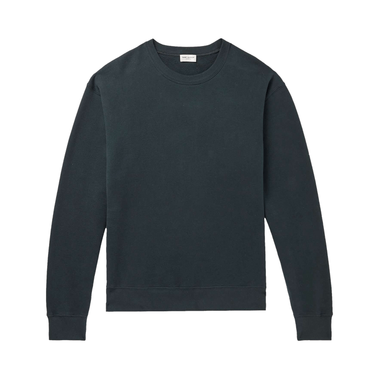 Saint Laurent Crewneck Long-Sleeve Sweatshirt "Dark Petrol Blue"