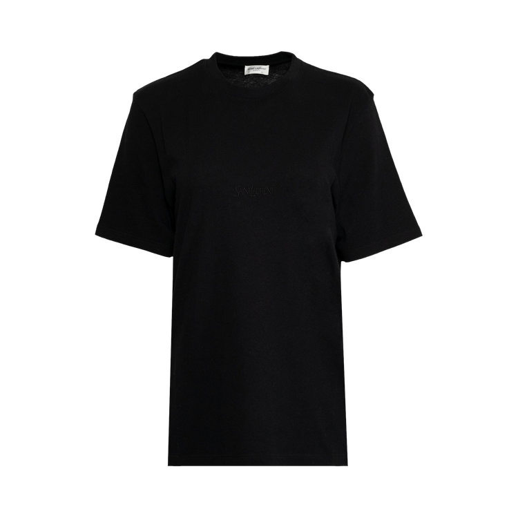 Saint Laurent Logo Embroidered Crewneck T-Shirt "Black"