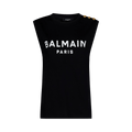 Balmain Logo Printed Sleeveless Tank Top "Black/White"
