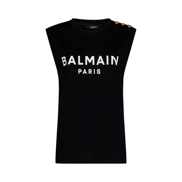 Balmain Logo Printed Sleeveless Tank Top "Black/White"