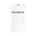 Balmain Logo Printed Sleeveless Tank Top "White/Black"