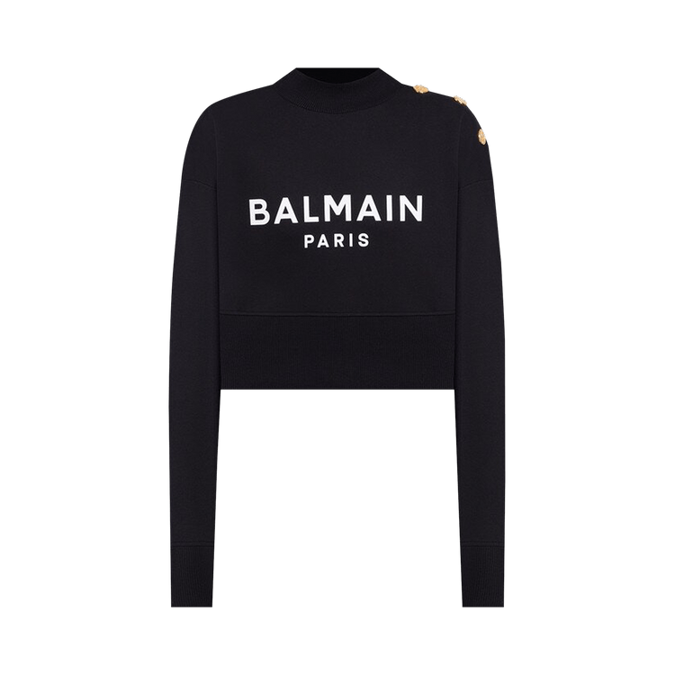 Balmain Cropped Sweatshirt "Black/White"