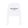 Balmain Cropped Sweatshirt "White/Black"