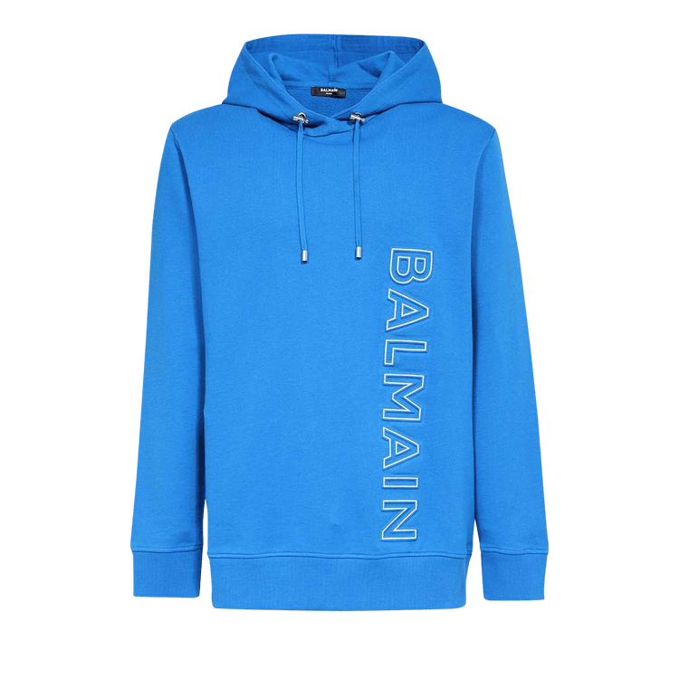 Balmain Embossed Balmain Hooded Sweatshirt "Medium Blue/White"