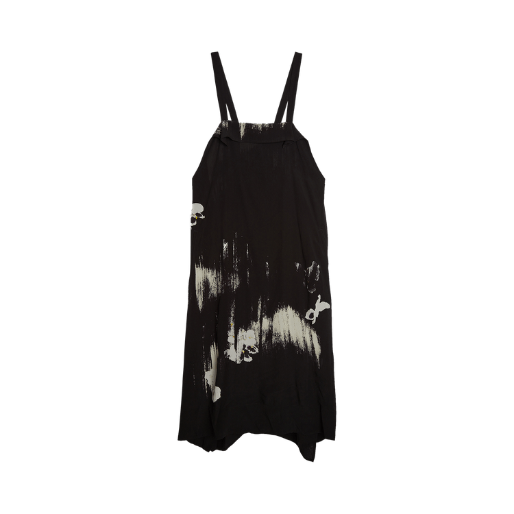 Y's Blurred Pansy Print Dress 'Black'