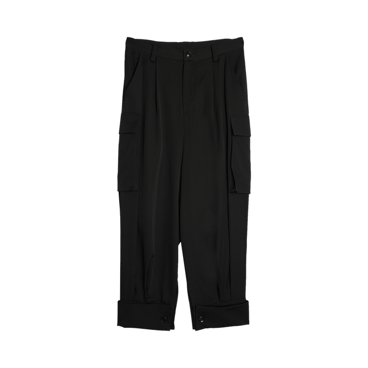 Y"s Gabardine Cuffed Hem Cargo Pants "Black'