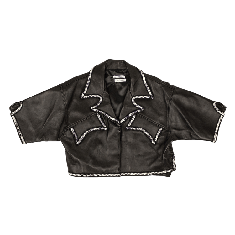 Rhude Lace Trim Leather Shirt "Black"