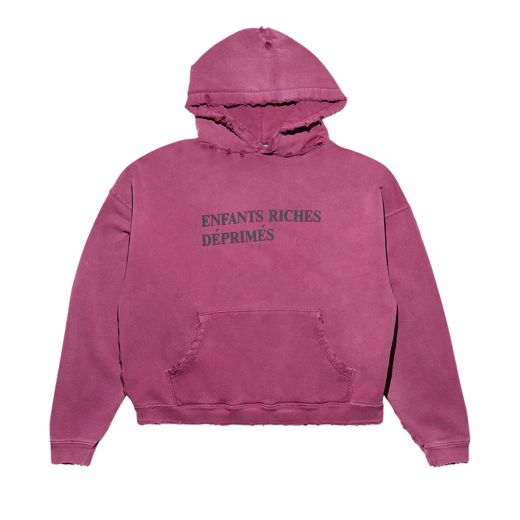Enfants Riches Déprimés Thrashed Logo Hoodie "Worn Burgundy/Black"