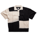 Mr. Saturday Loose Knit Short-Sleeve Polo "Black/Ecru"