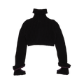 Yohji Yamamoto Cropped Turtleneck Sweater With Contrast Cuffs "Black"